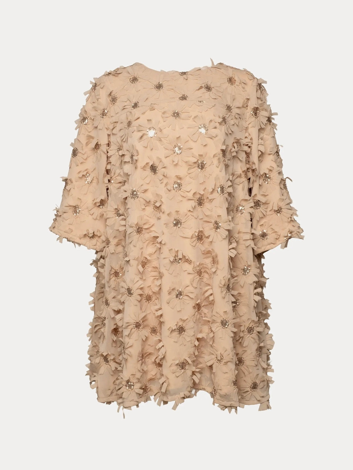 Edie Mini Dress Daisy Applique Poly Champagne Frances Valentine