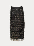 Shimmy Skirt Sequin Mesh Black by Frances Valentine