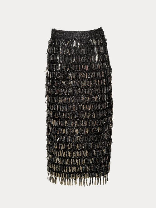 Shimmy Skirt Sequin Mesh Black by Frances Valentine