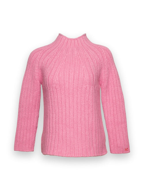Shelby Funnelneck Sweater Solid Wool Blend Merino Wool Blend Pink Frances Valentine