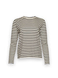 Long Sleeve Striped T Shirt Stripe Pima Cotton Oyster/Black Frances Valentine