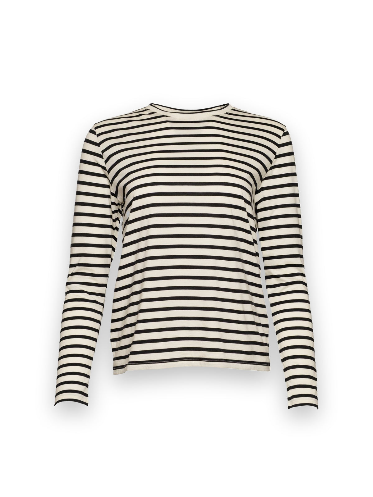 Long Sleeve Striped T Shirt Stripe Pima Cotton Oyster/Black Frances Valentine