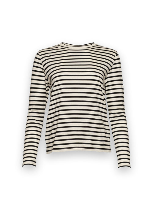 Long Sleeve Striped T Shirt Stripe Pima Cotton Oyster/Black Frances Valentine