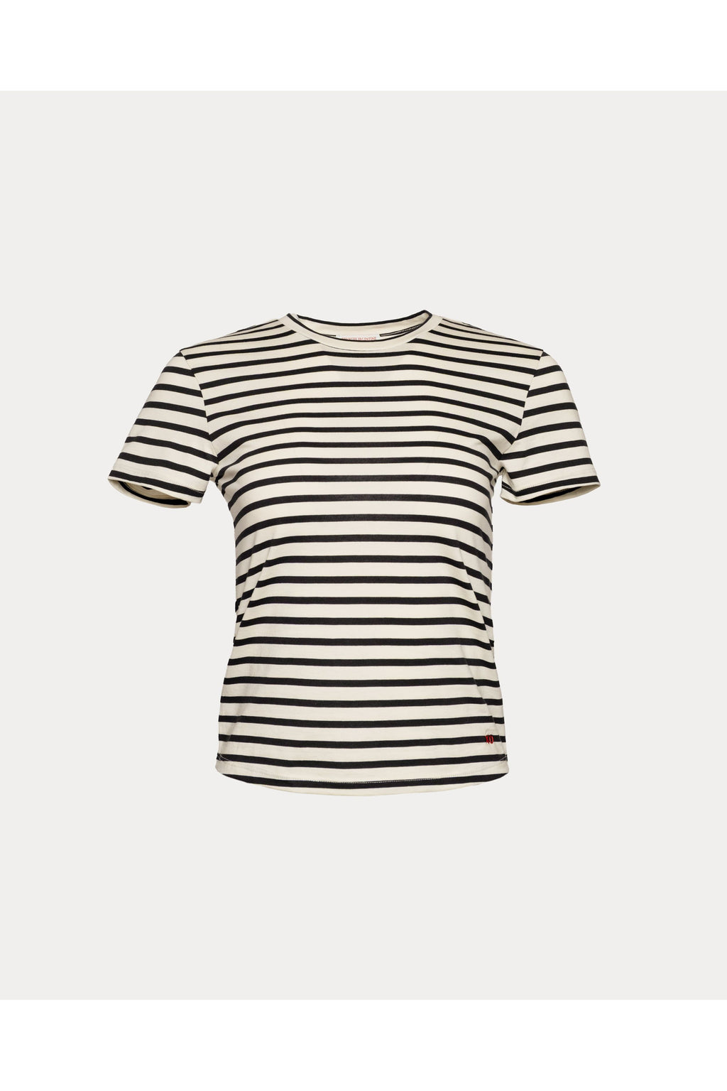 Super Crewneck T Stripe Pima Cotton Oyster/Black Frances Valentine