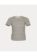 Super Crewneck T Stripe Pima Cotton Oyster/Black Frances Valentine
