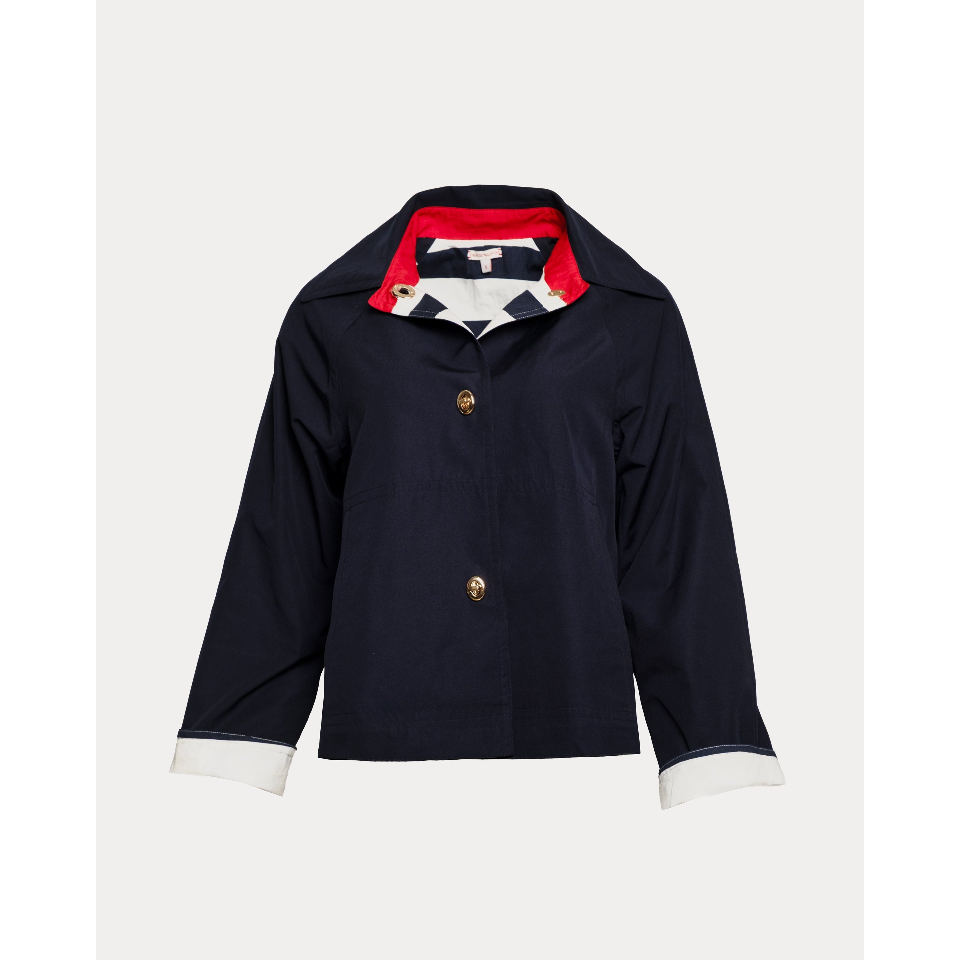 Short Spiffy Trench Solid Poly Navy Frances Valentine