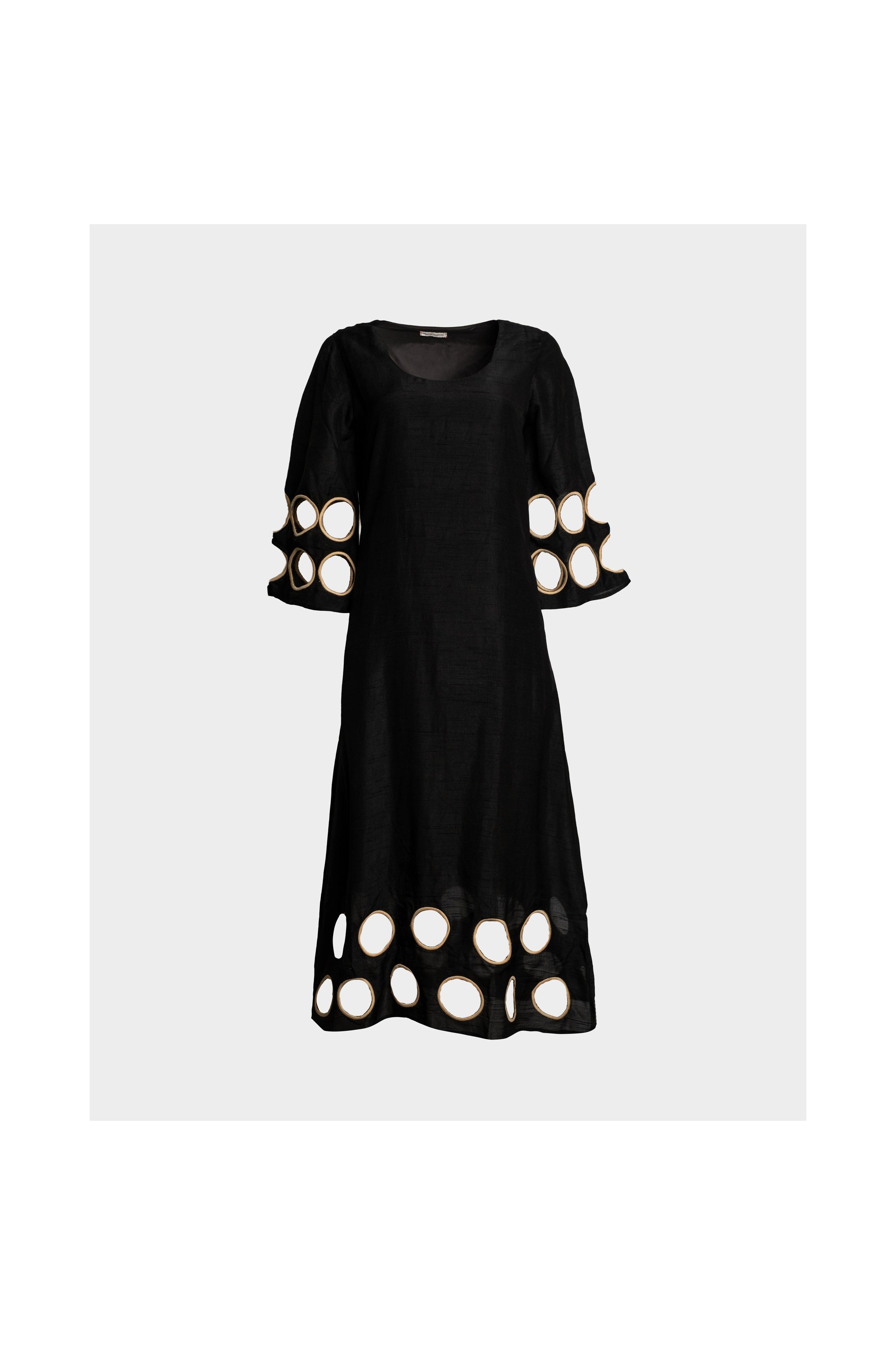 Faye Cut Out Maxi Dress Solid Viscose Cupro Black/Taupe Frances Valentine