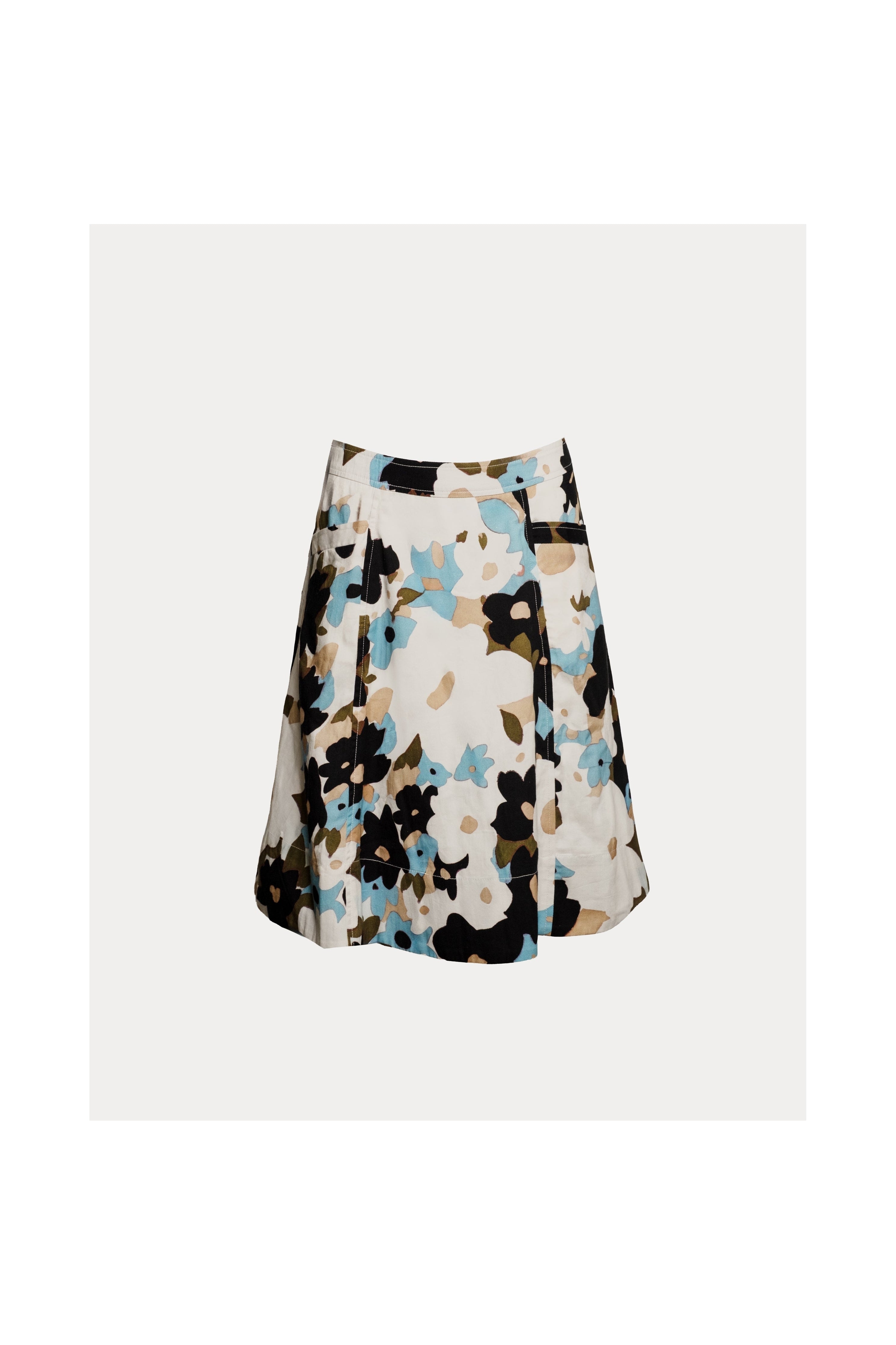 Marta Skirt Morning Dew Cotton Blue/Multi Frances Valentine