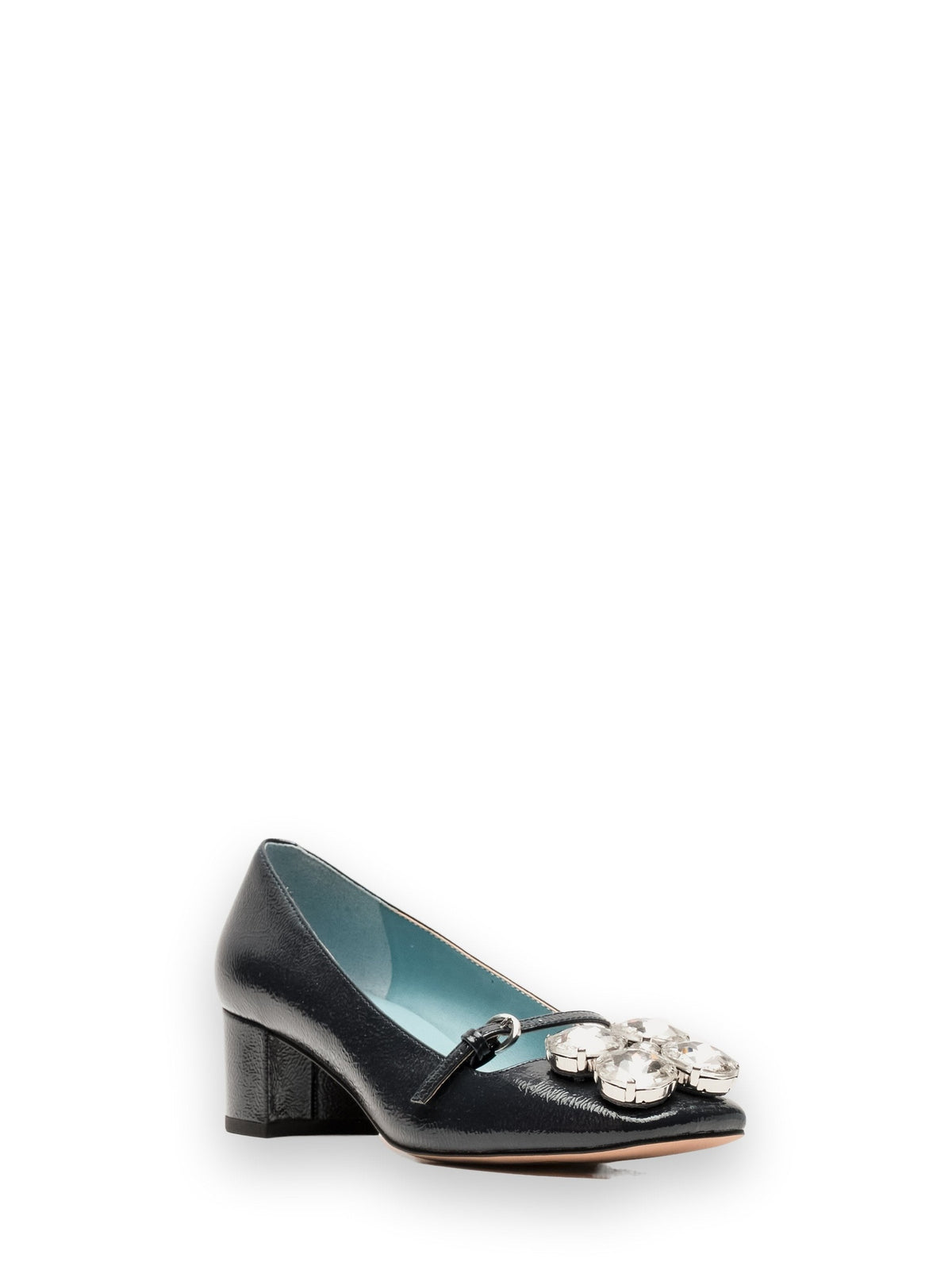 Josephine Heel Crinkled Leather Leather Navy Frances Valentine