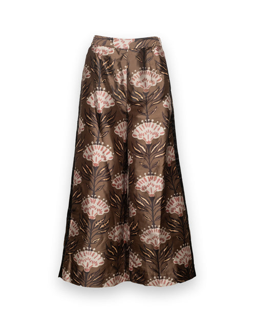 Palazzo Pant Heirloom Floral Poly Taffeta Olive/Multi Frances Valentine