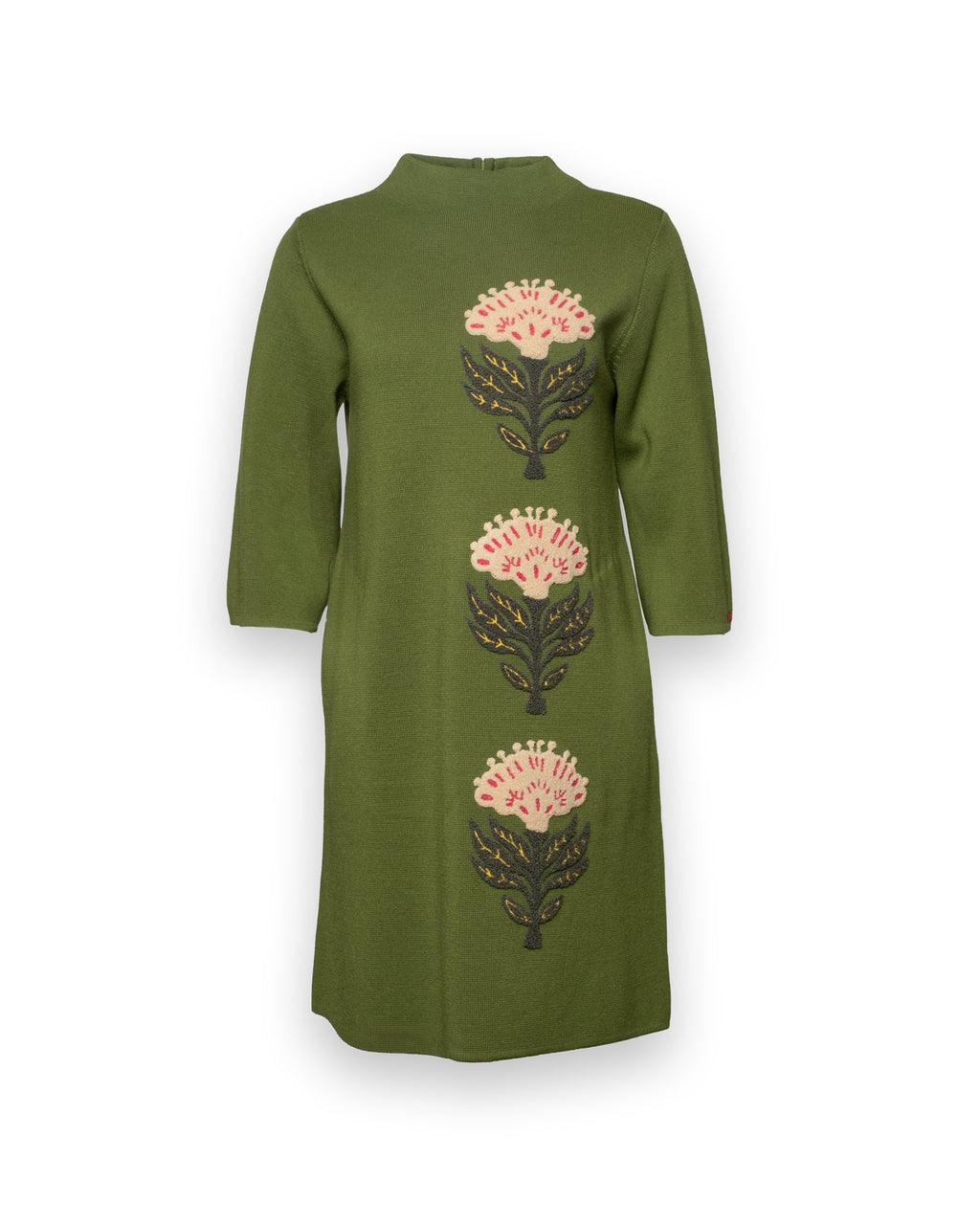 Annie Dress Heirloom Floral Merino Wool Blend Green/Multi Frances Valentine