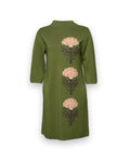 Annie Dress Heirloom Floral Merino Wool Blend Green/Multi Frances Valentine