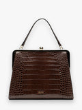 Jackie Frame Bag Croc Emboss Leather Chocolate OS Frances Valentine