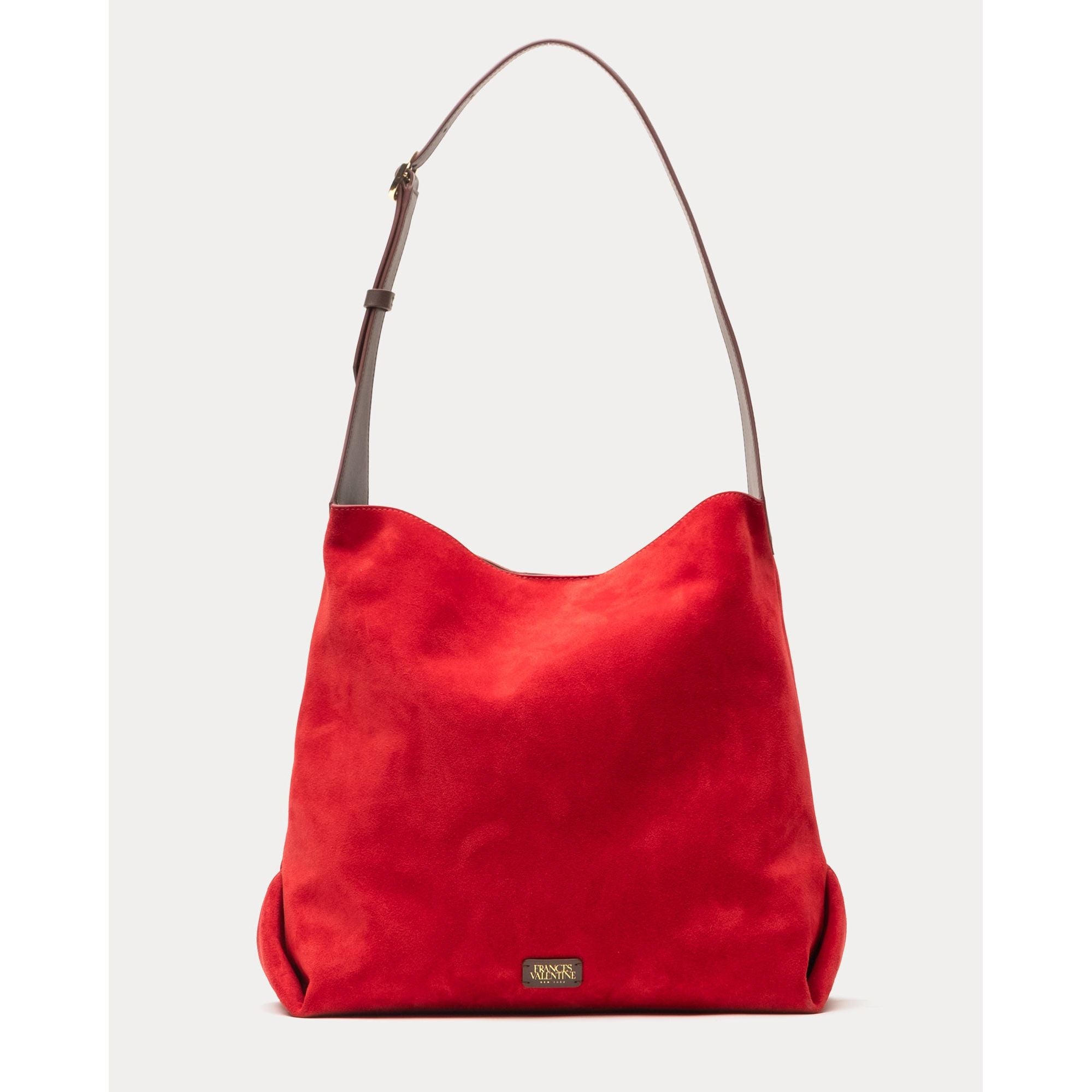 Brynn Hobo Italian Suede Leather Cherry Red OS