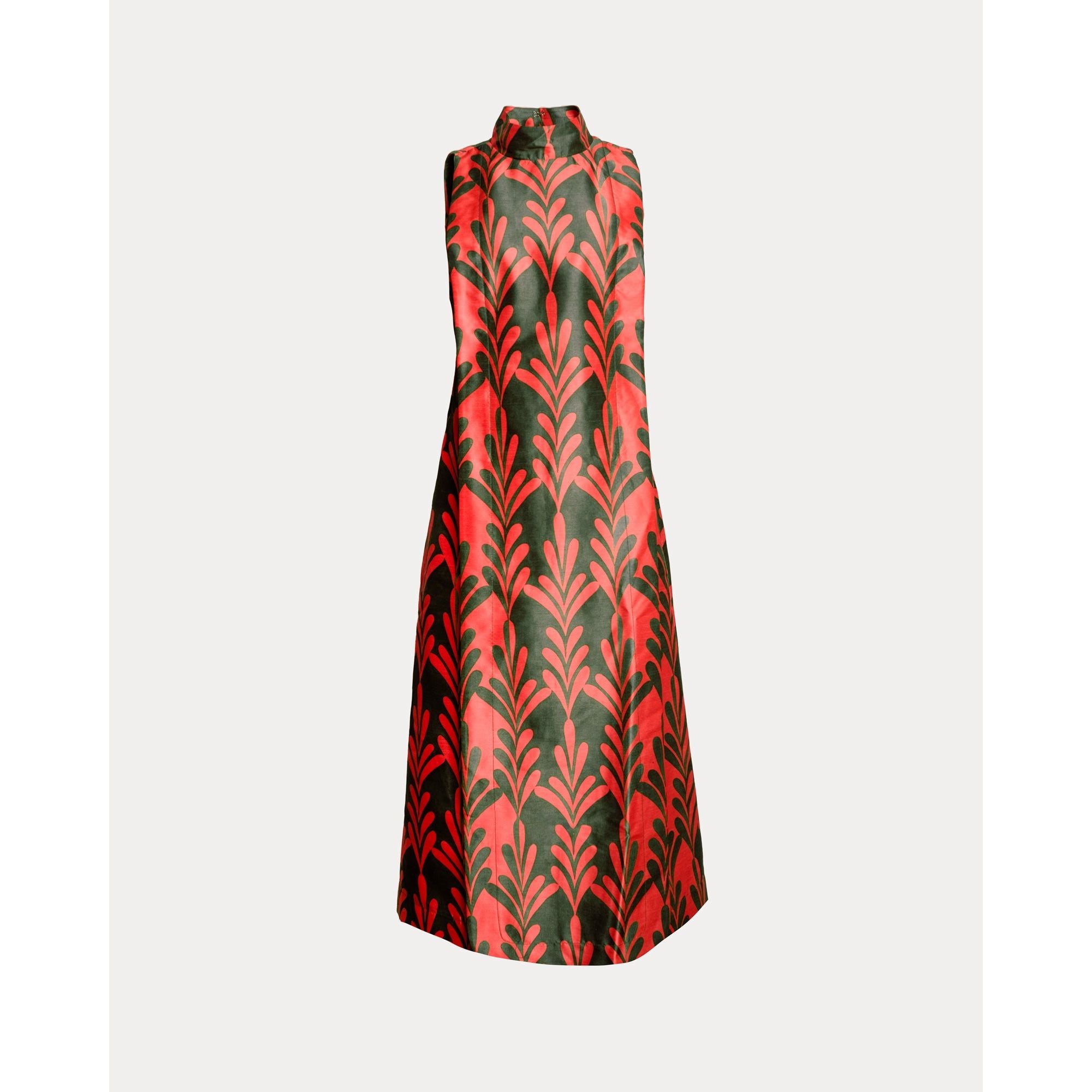Carlyle Maxi Dress Royal Palm Poly Dupion Watermelon