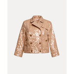 Sequin Moto Jacket Sequin Cotton Twill Champagne
