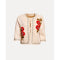 Blanket Stitch Border Cardi Coat Floating Floral 100% Lambswool Natural/Red/Light Blue