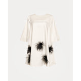 Edie Mini Dress Feather Pouf Dutch Satin Oyster/Black