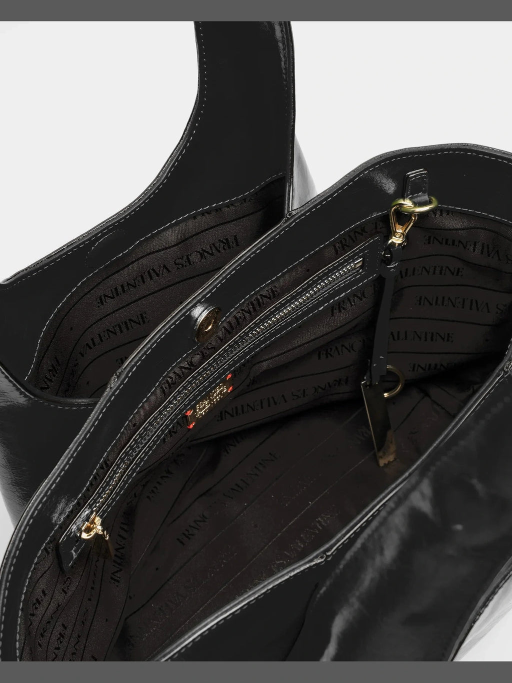 Portia Satchel Crinkled Leather Leather Black OS Frances Valentine