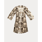 Diplomat Mini Dress Royal Palm Poly Dupion Oyster/Olive