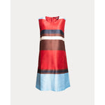 Sylvie Shift Dress Sublime Stripe Poly Dupion Red/Blue/Multi