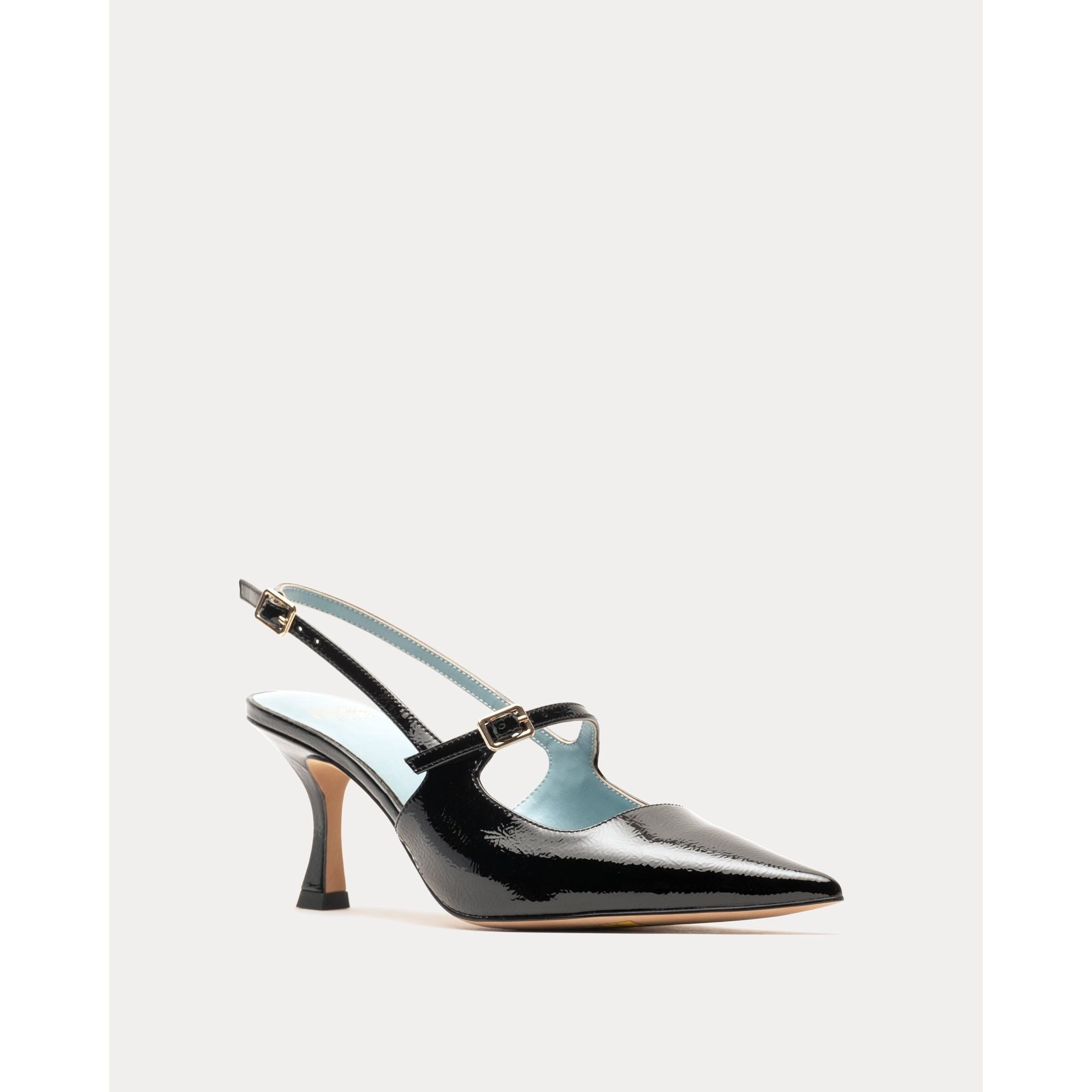 Vivi Pump w/Buckle Crinkled Leather Leather Black
