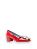 Josephine Heel Crinkled Leather Leather Geranium Frances Valentine