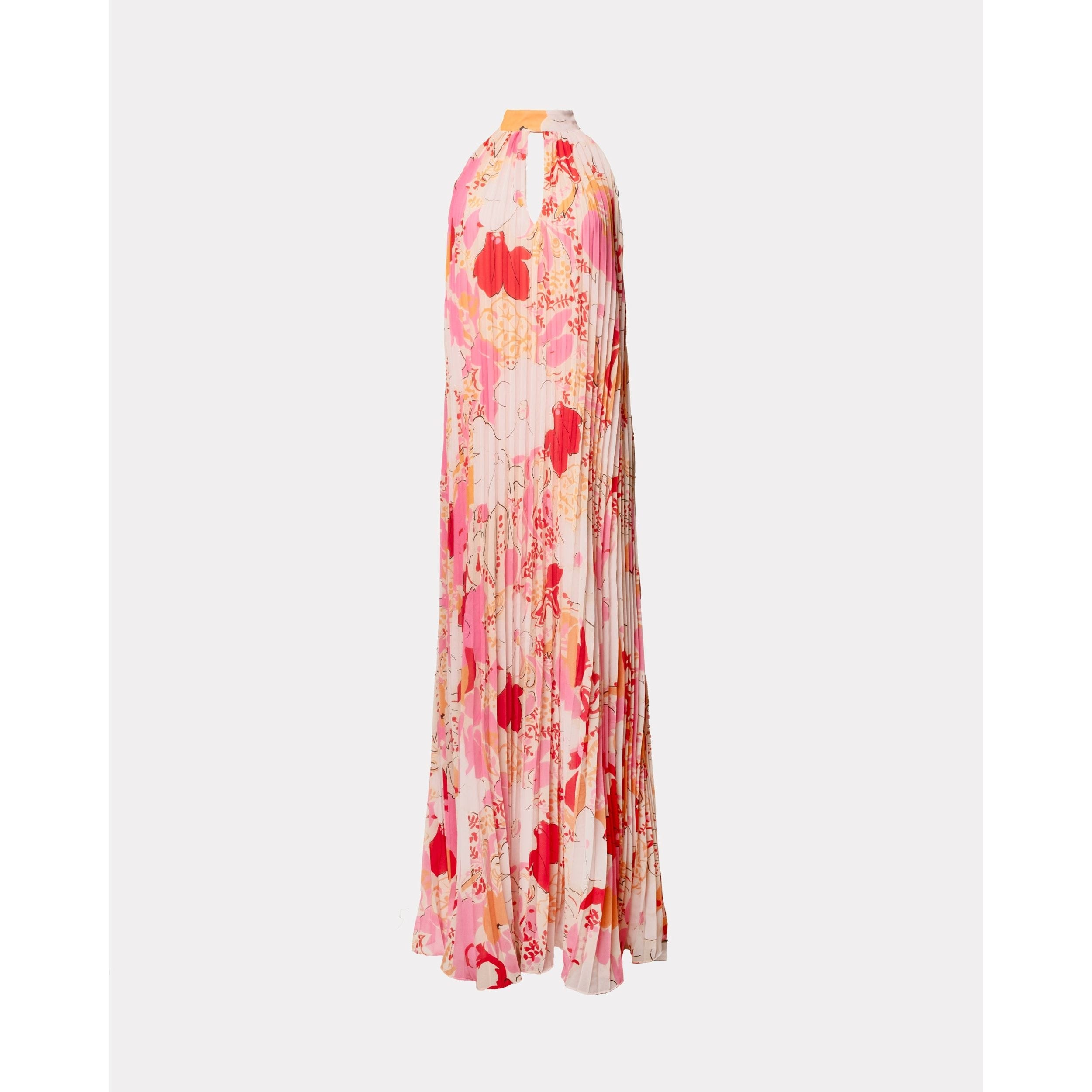 Slim Pleated Maxi Dress Wild Tulip Poly Pink/Multi Frances Valentine