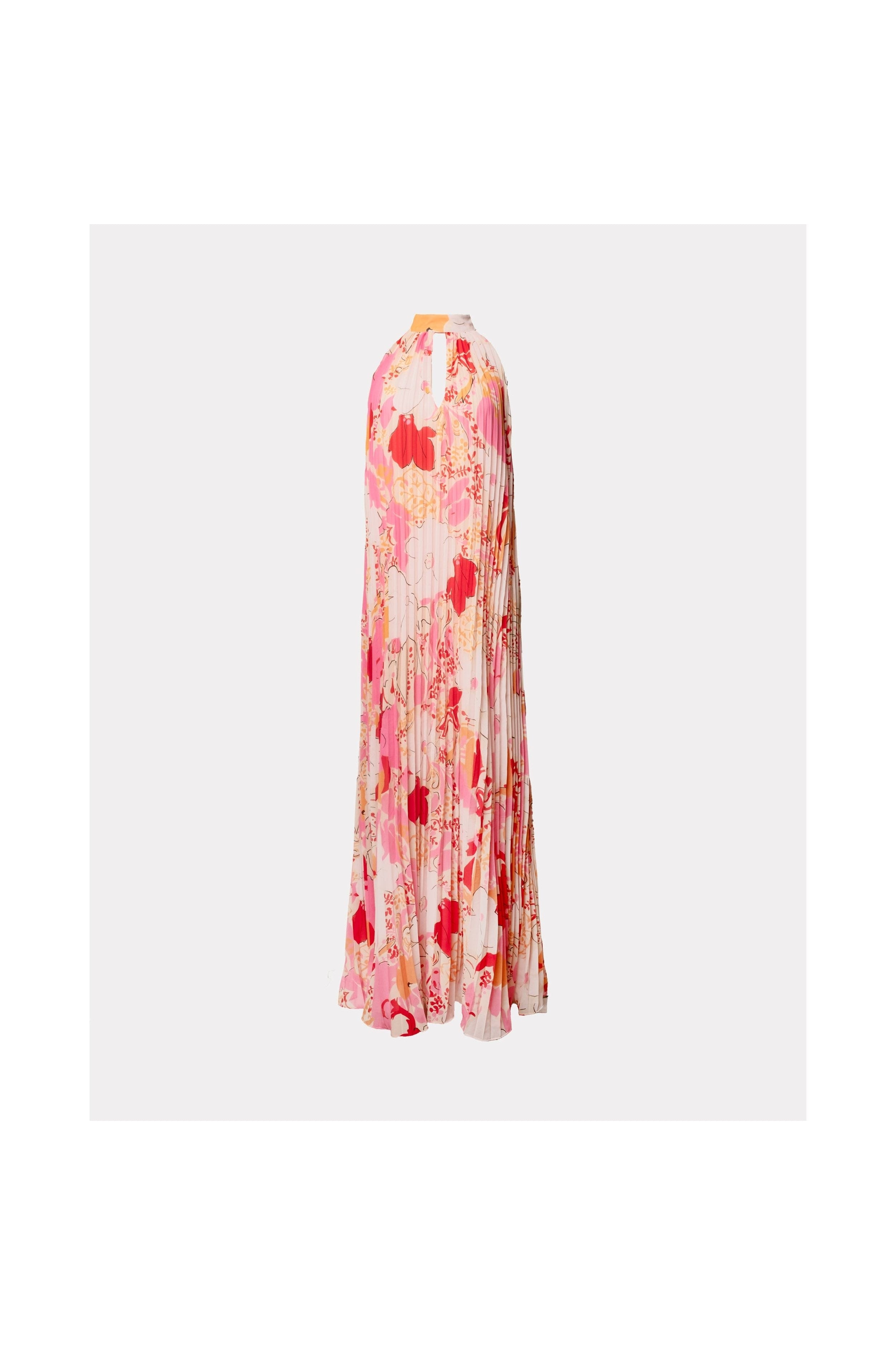 Slim Pleated Maxi Dress Wild Tulip Poly Pink/Multi Frances Valentine