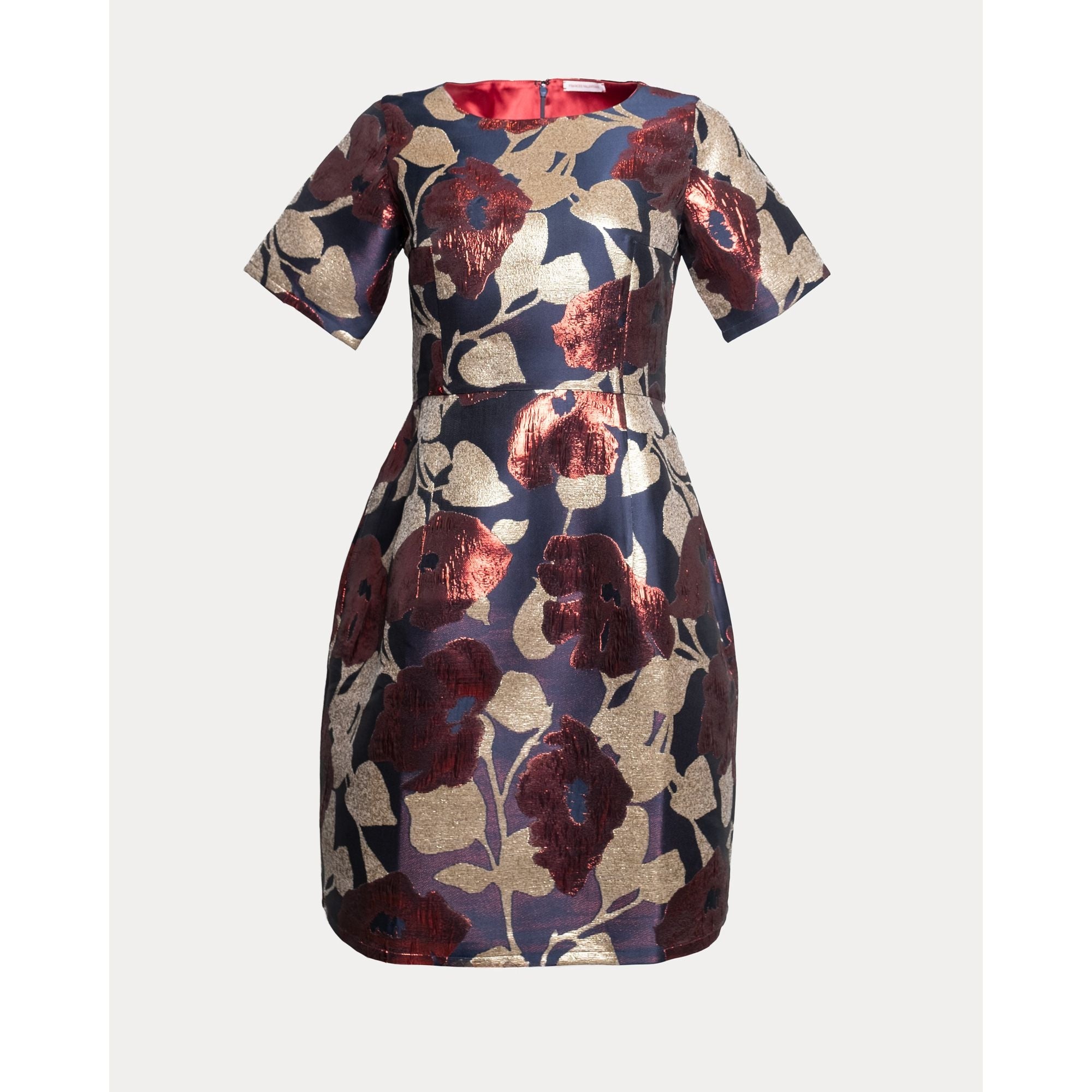 Michelle Mini Dress Floating Floral Jacquard Navy/Gold/Multi