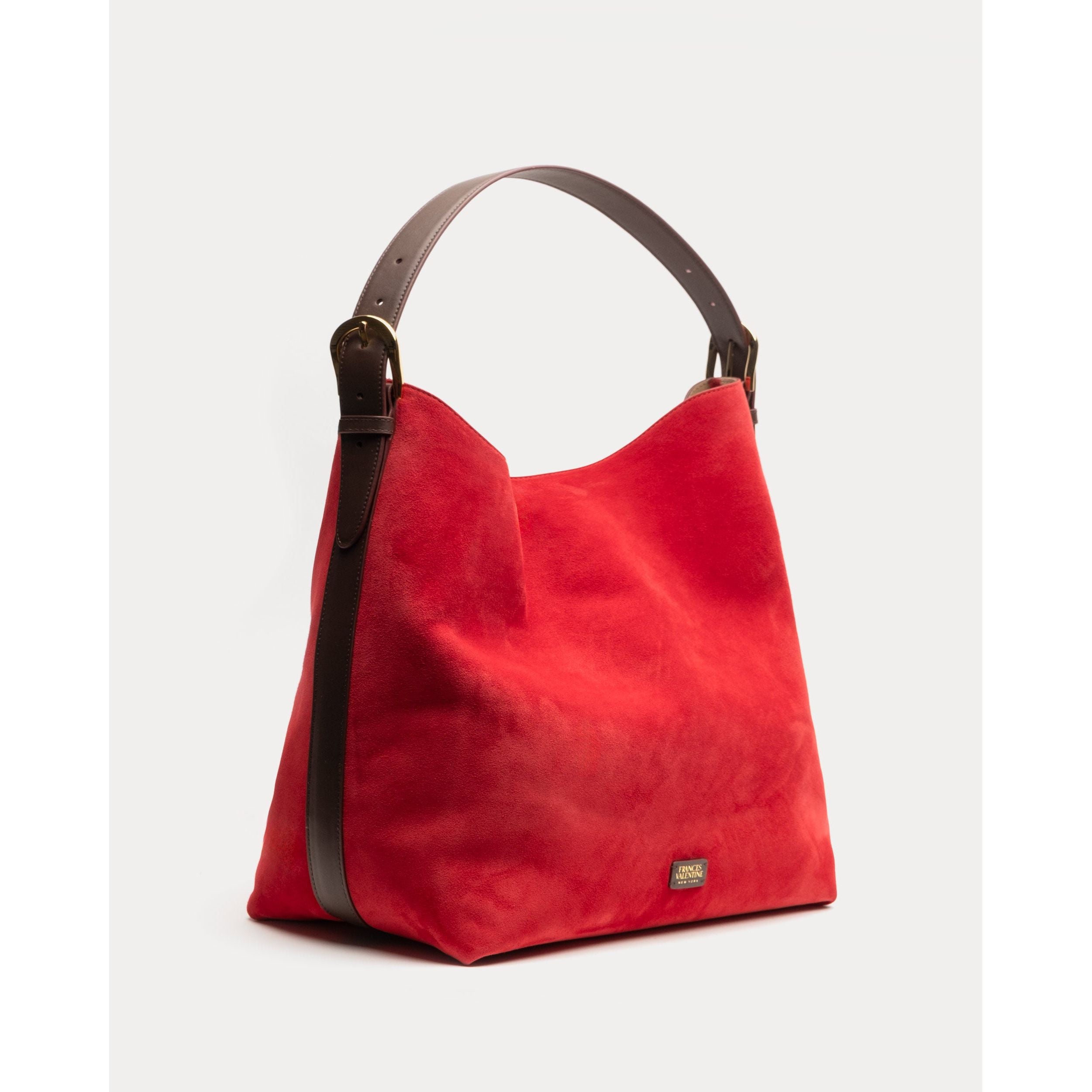 Hunter Hobo Italian Suede Leather Cherry Red OS