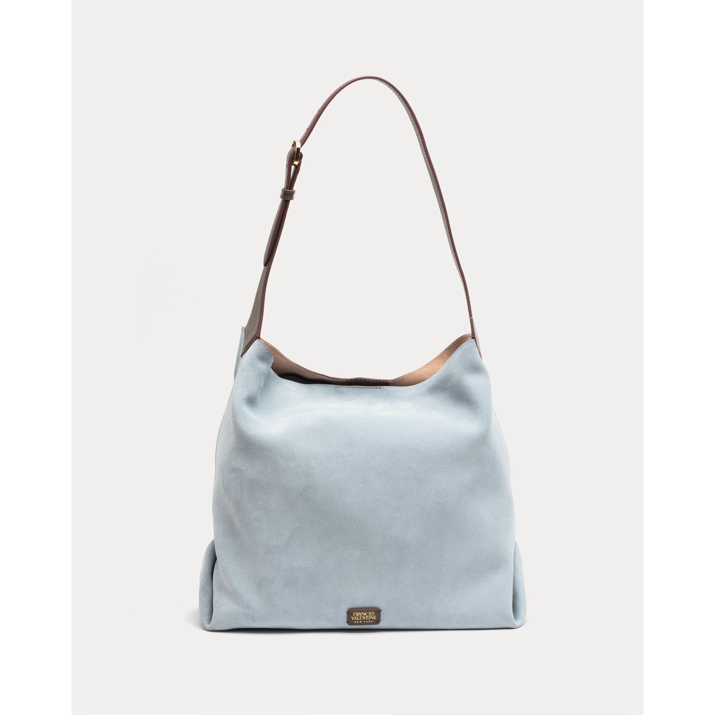 Brynn Hobo Italian Suede Leather Light Blue OS