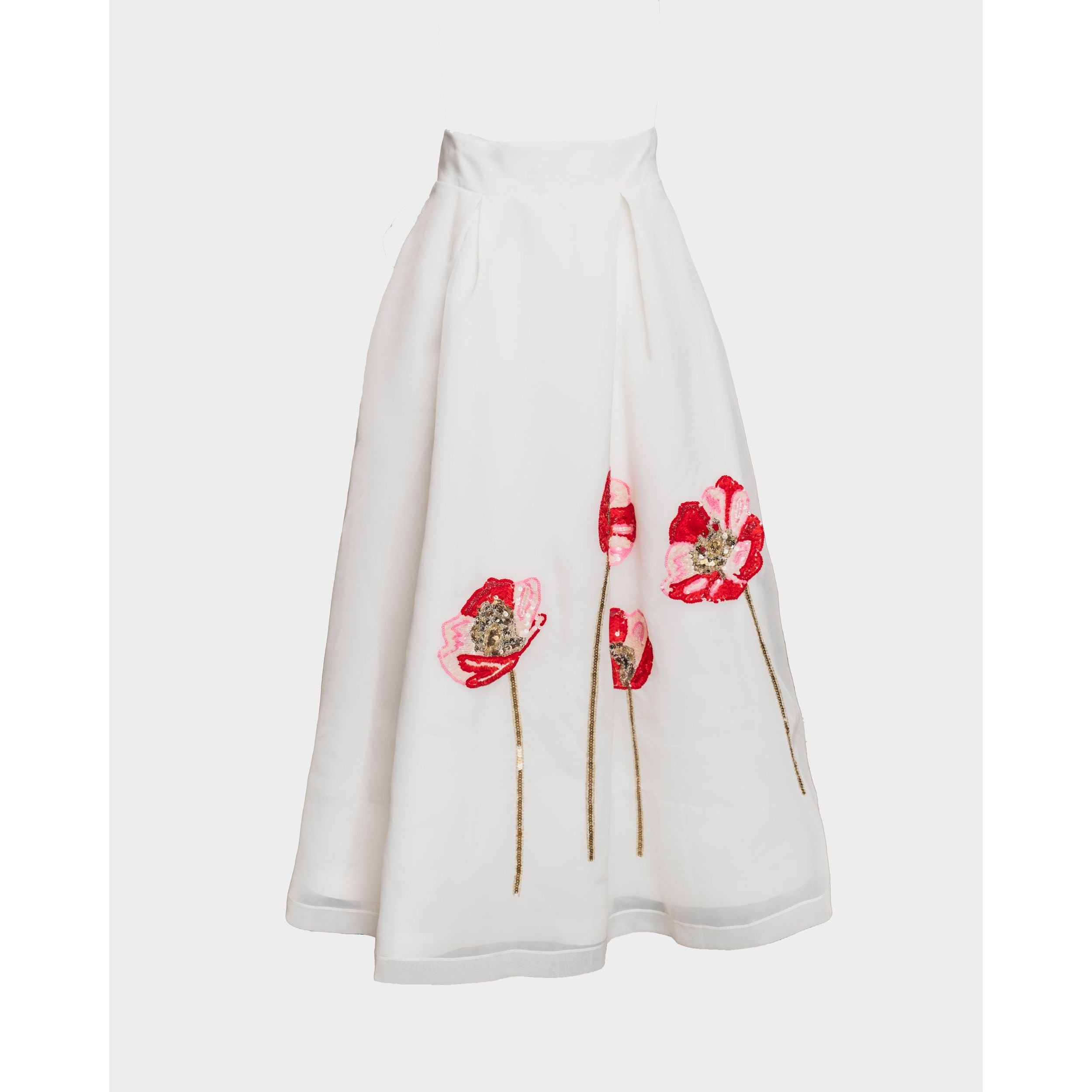 Shea Maxi Skirt Paradise Poppy Poly Organza Oyster/Multi