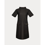 Sarah Shift Dress Solid Stretch Poly Blend Black