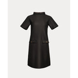 Sarah Shift Dress Solid Stretch Poly Blend Black