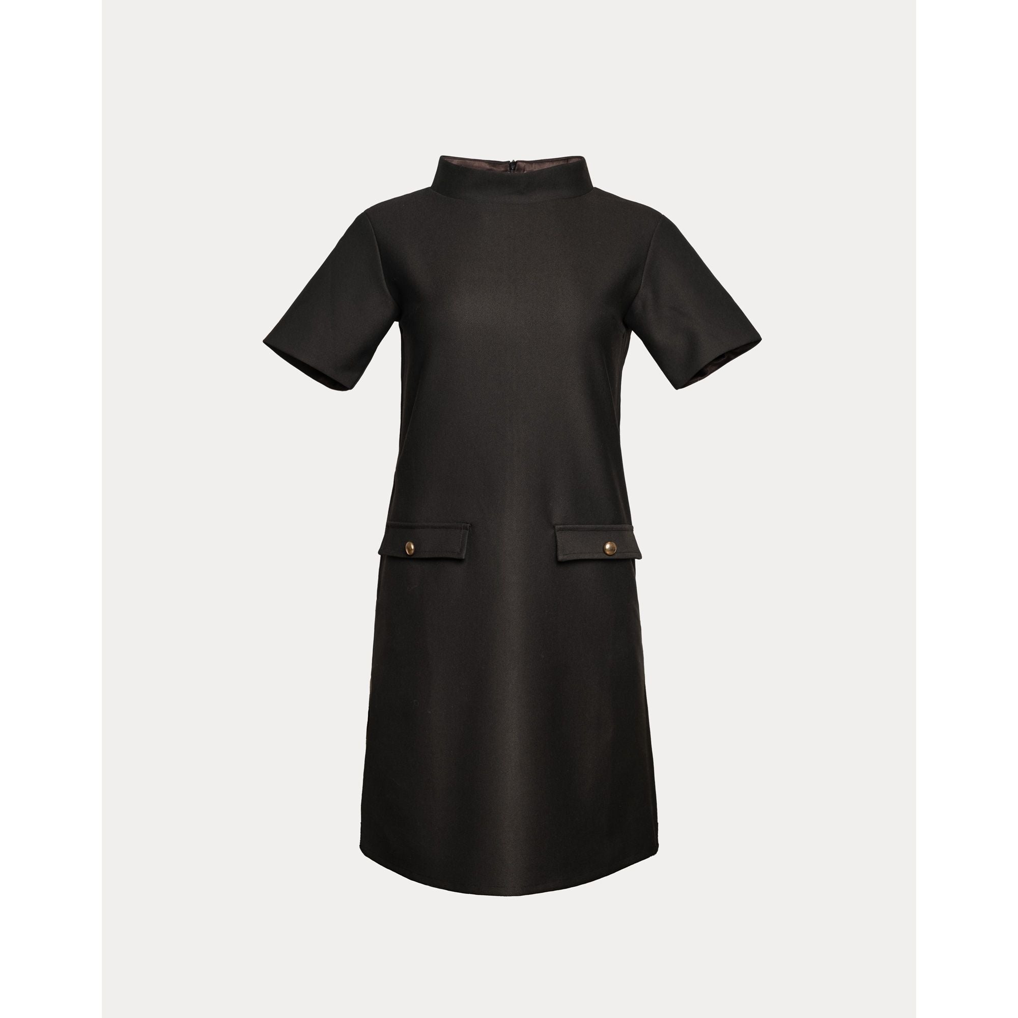 Sarah Shift Dress Solid Stretch Poly Blend Black