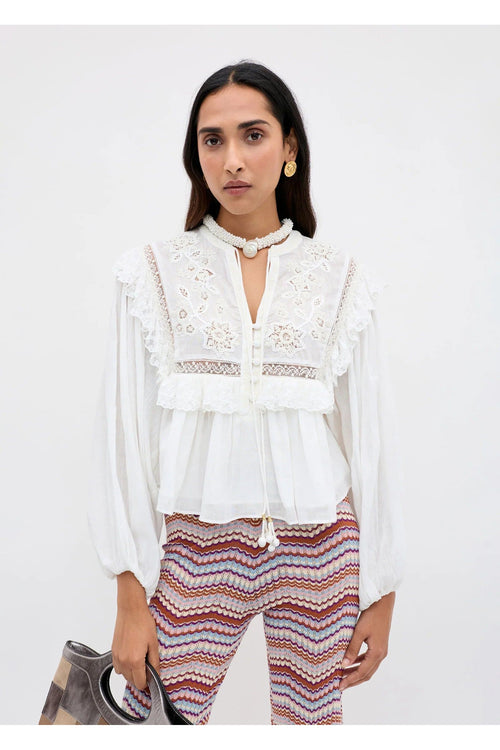 Diann Top Lilly Embroidery Ivory RIXO