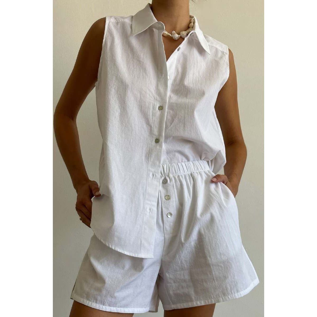 Dark Gray Donni The Sandwash Sleeveless Shirt Powder