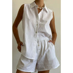 Dark Gray Donni The Sandwash Sleeveless Shirt Powder