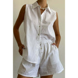 Dark Gray Donni The Sandwash Sleeveless Shirt Powder