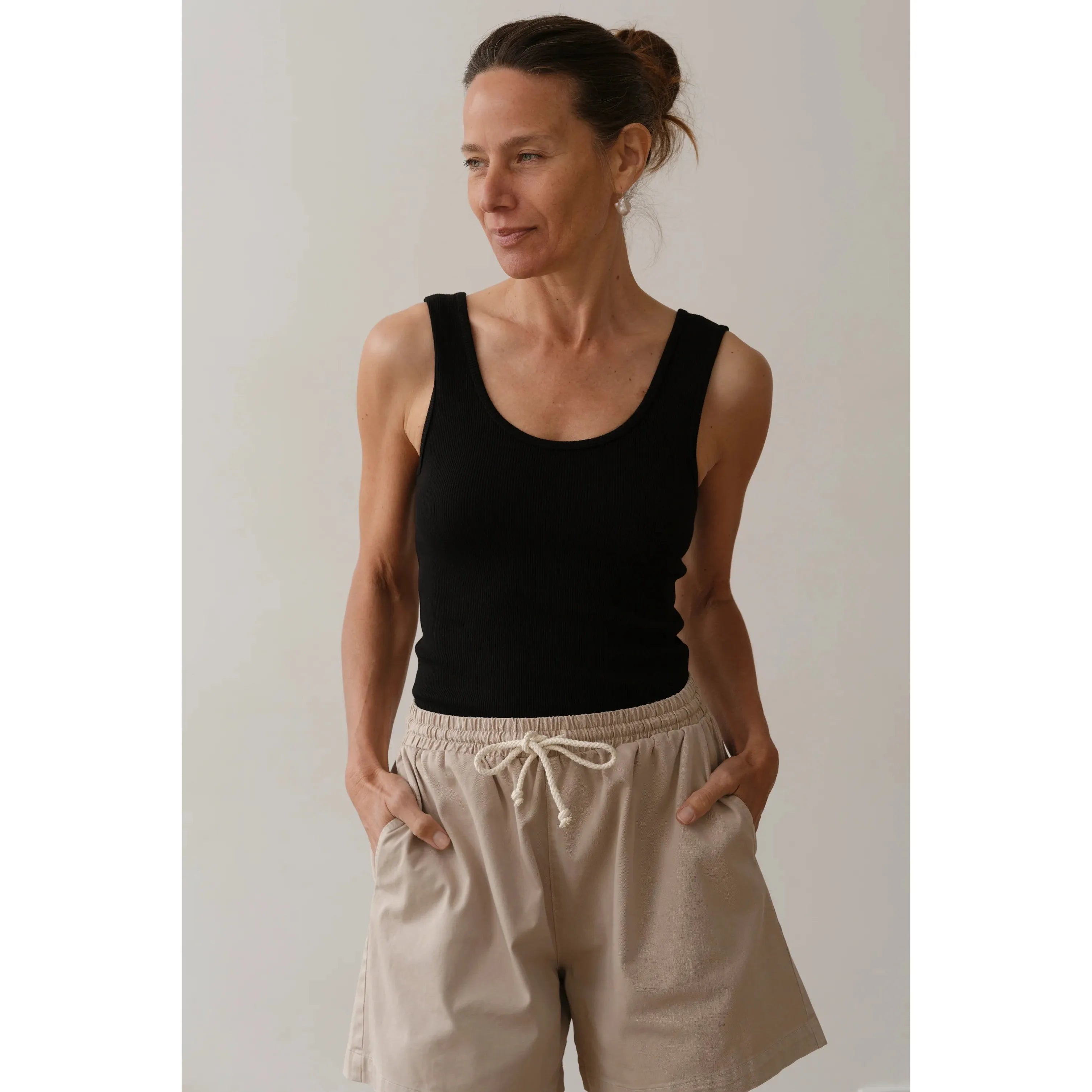 Gray Donni The Rib Scoop Tank Black