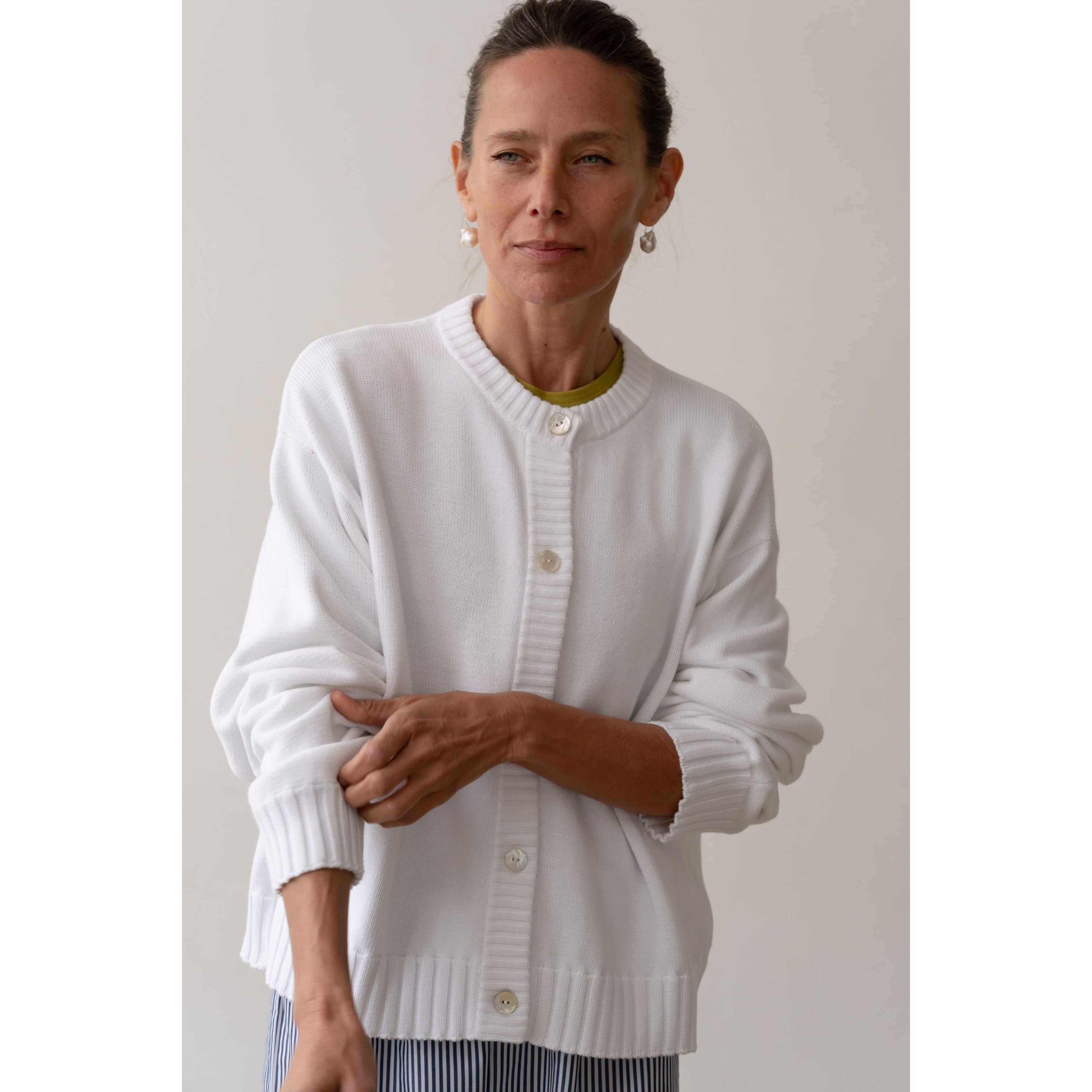Donni The Cotton Knit Cardigan Powder