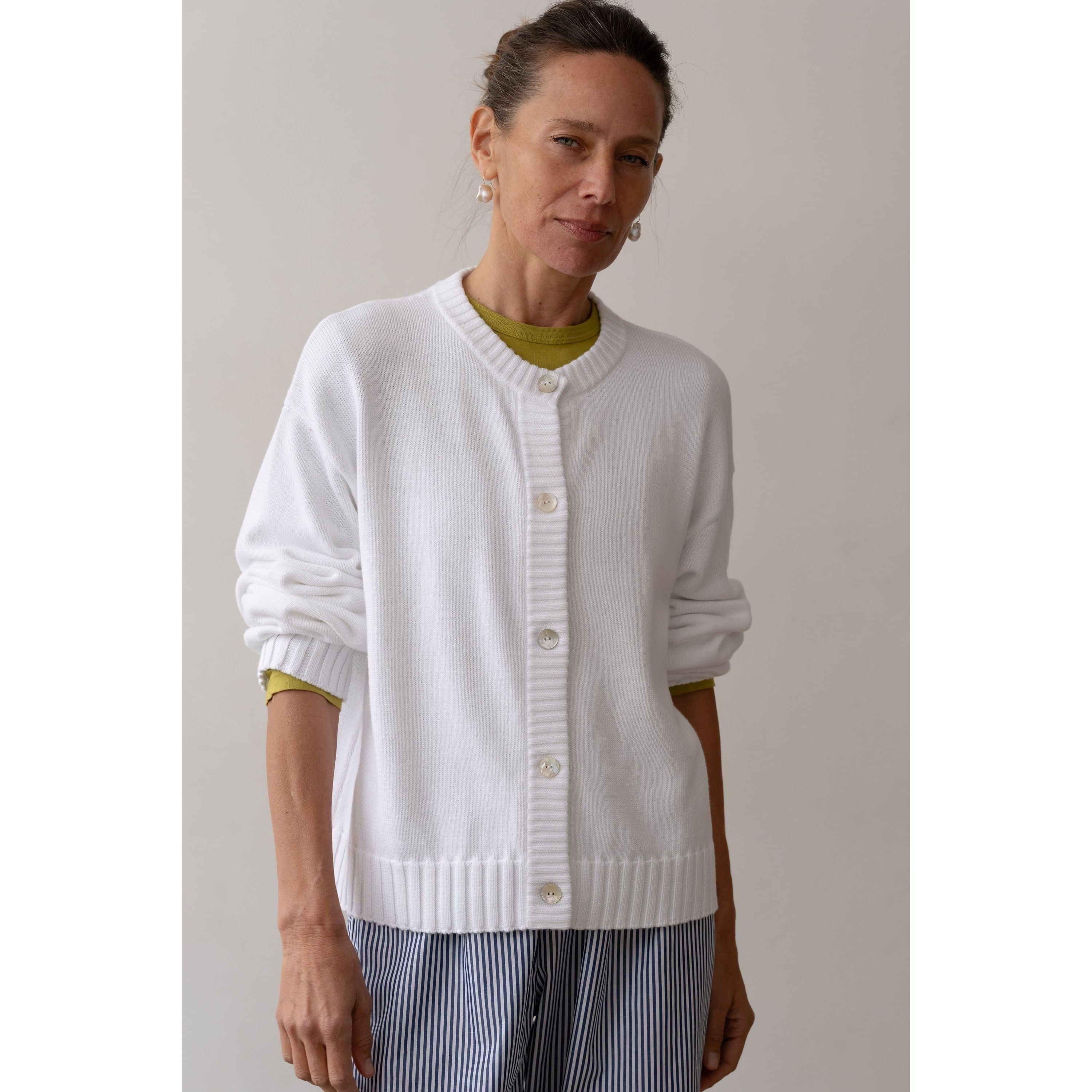 Donni The Cotton Knit Cardigan Powder