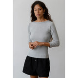 The Baby Rib Boat Neck Heather Grey