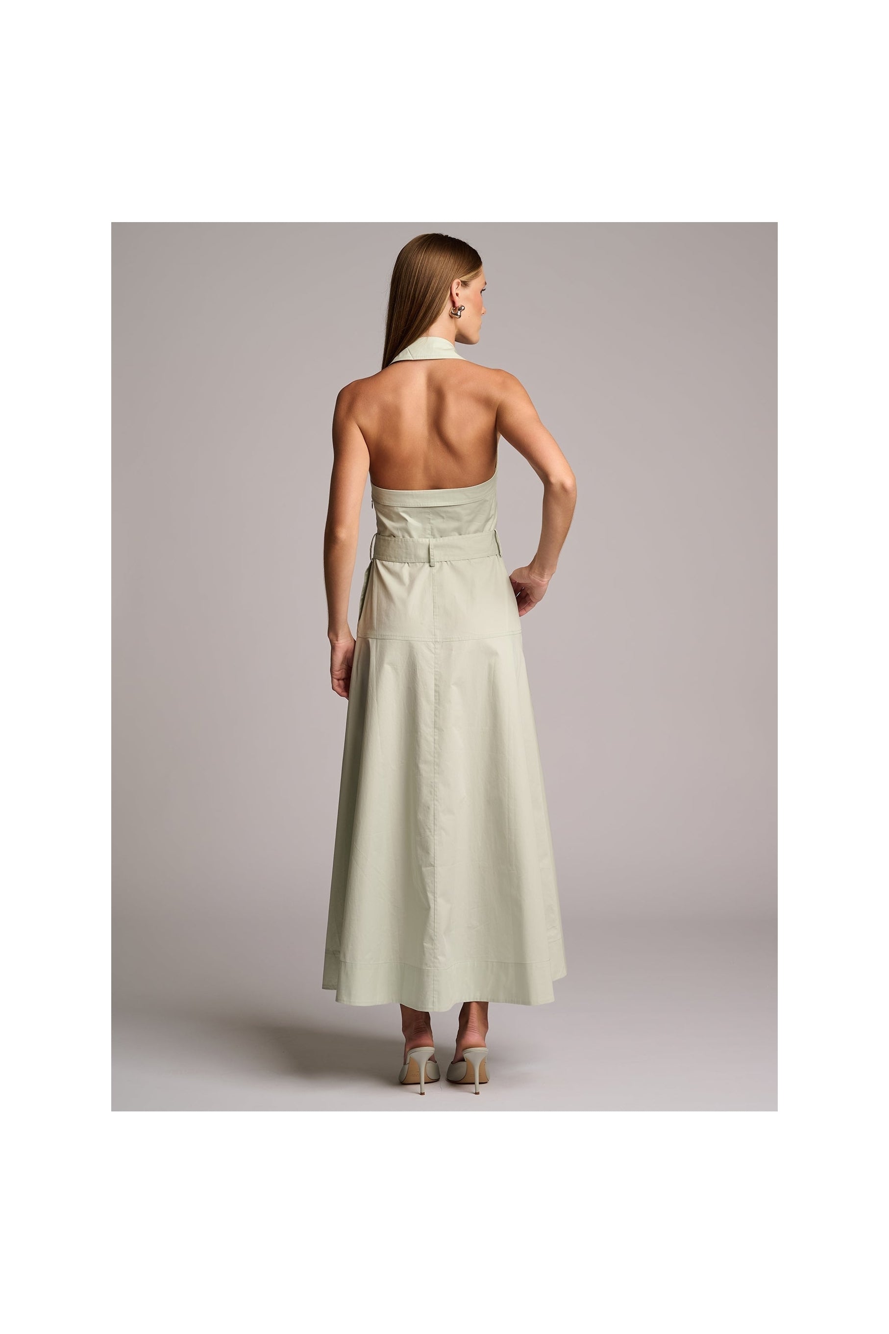 ELOISE DRESS  - PISTACHIO HEVRON