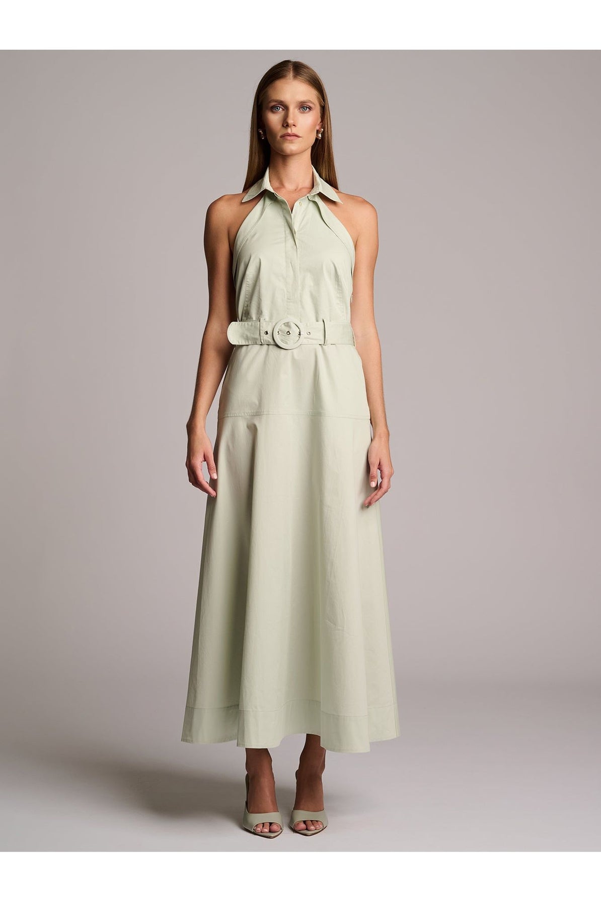 ELOISE DRESS  - PISTACHIO HEVRON