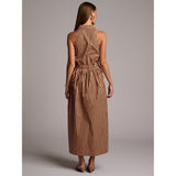 STELLA DRESS  - APRICOT STRIPE HEVRON