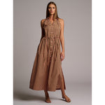 STELLA DRESS  - APRICOT STRIPE HEVRON