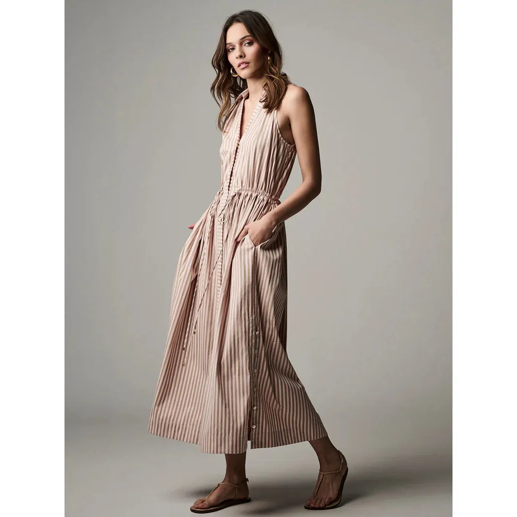 Dark Gray Hevron Stella Dress Blush Stripe