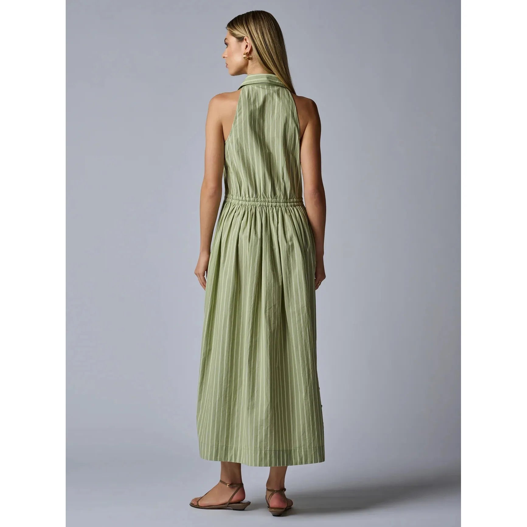 Dark Gray Hevron Stella Dress Sage Stripe